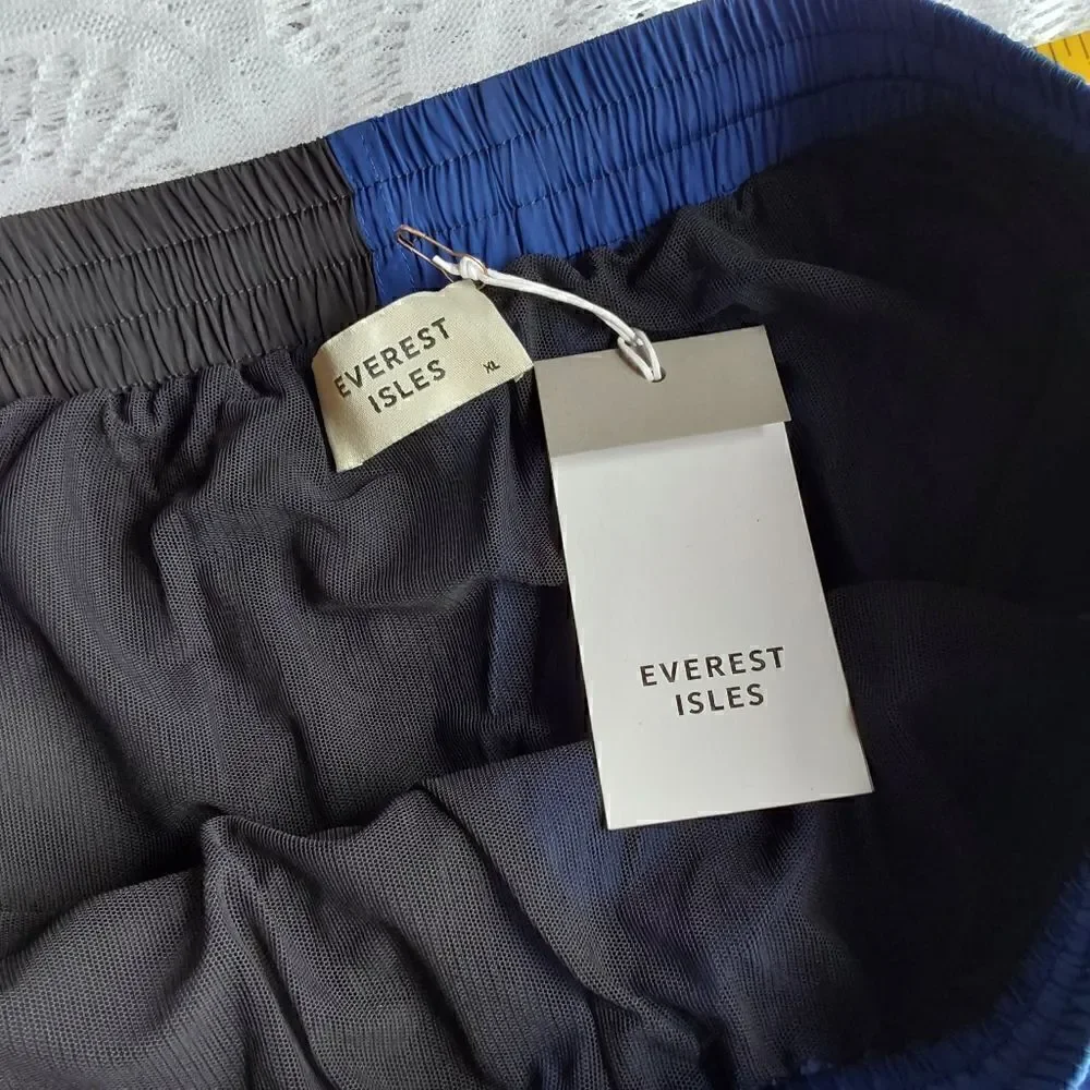 Everest Isles Trunks Colorblock Blk/Navy Sz XL